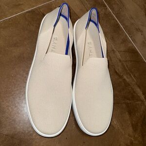 Rothy's Cream and Blue Slip-On Loafers